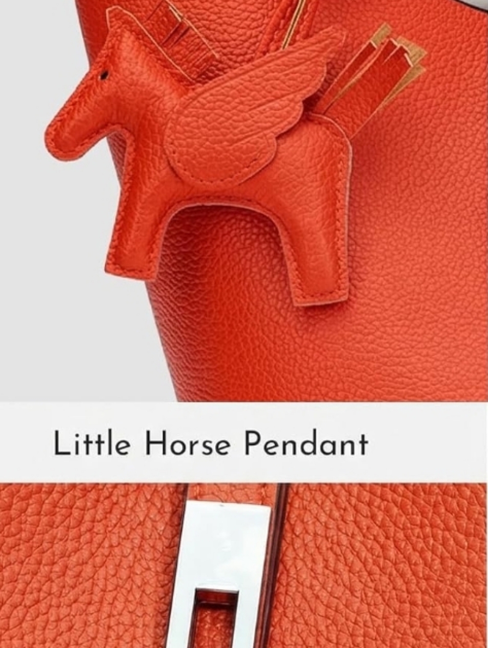 Little Pegasus Pendant BAG CHARM- Orange, VEGAN LEATHER